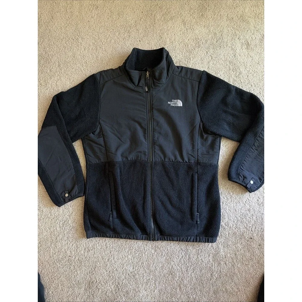 The North Face Denali Fleece Full Zip Jacket Girls Black Zipper Pockets XL